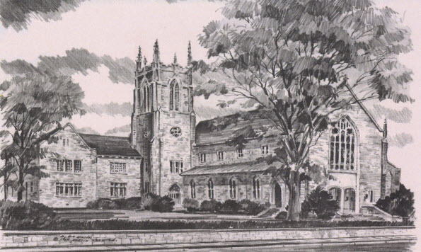 Old drawing of First Presbyterian